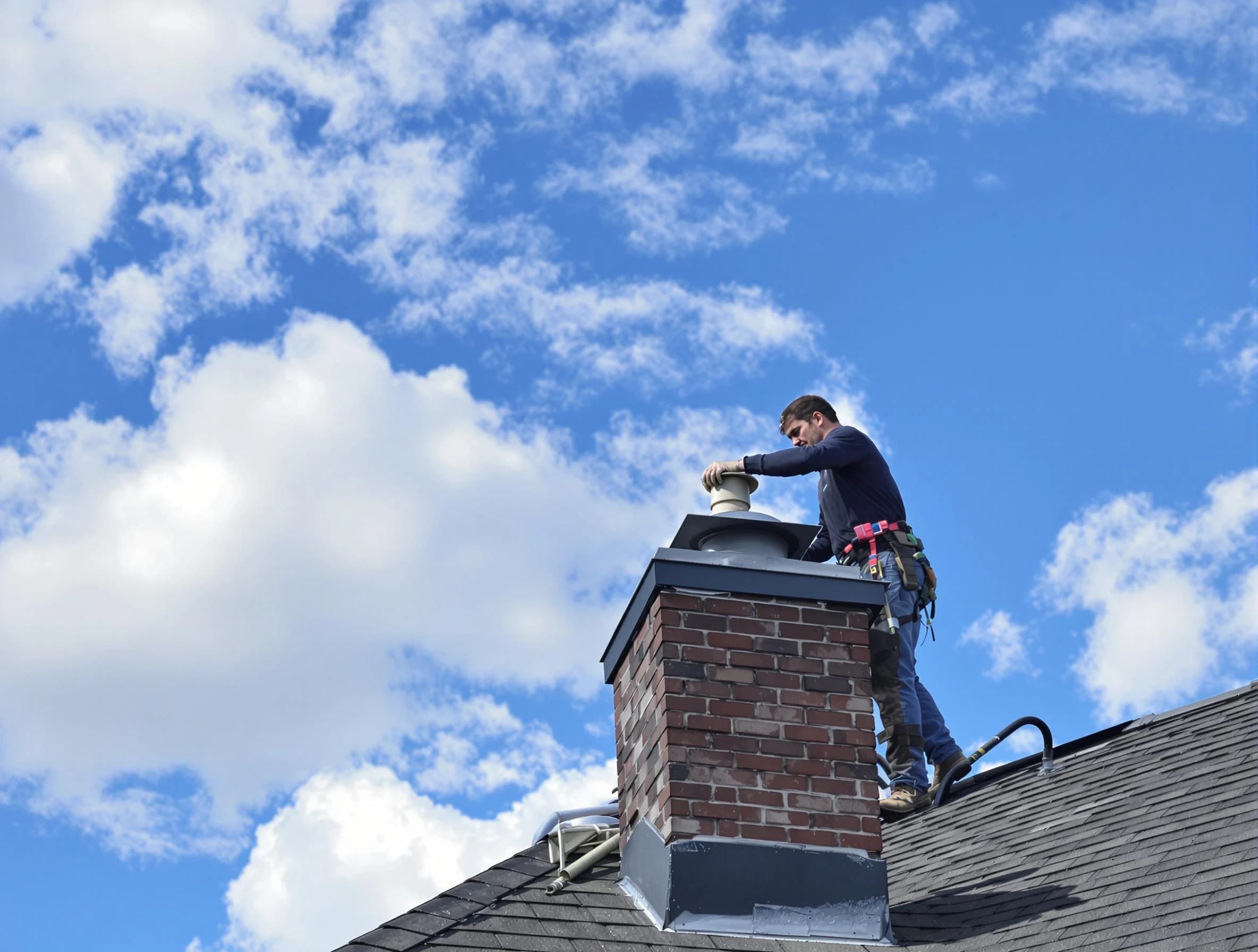 Duluth Chimney Sweep installing a sturdy chimney cap in Duluth, GA