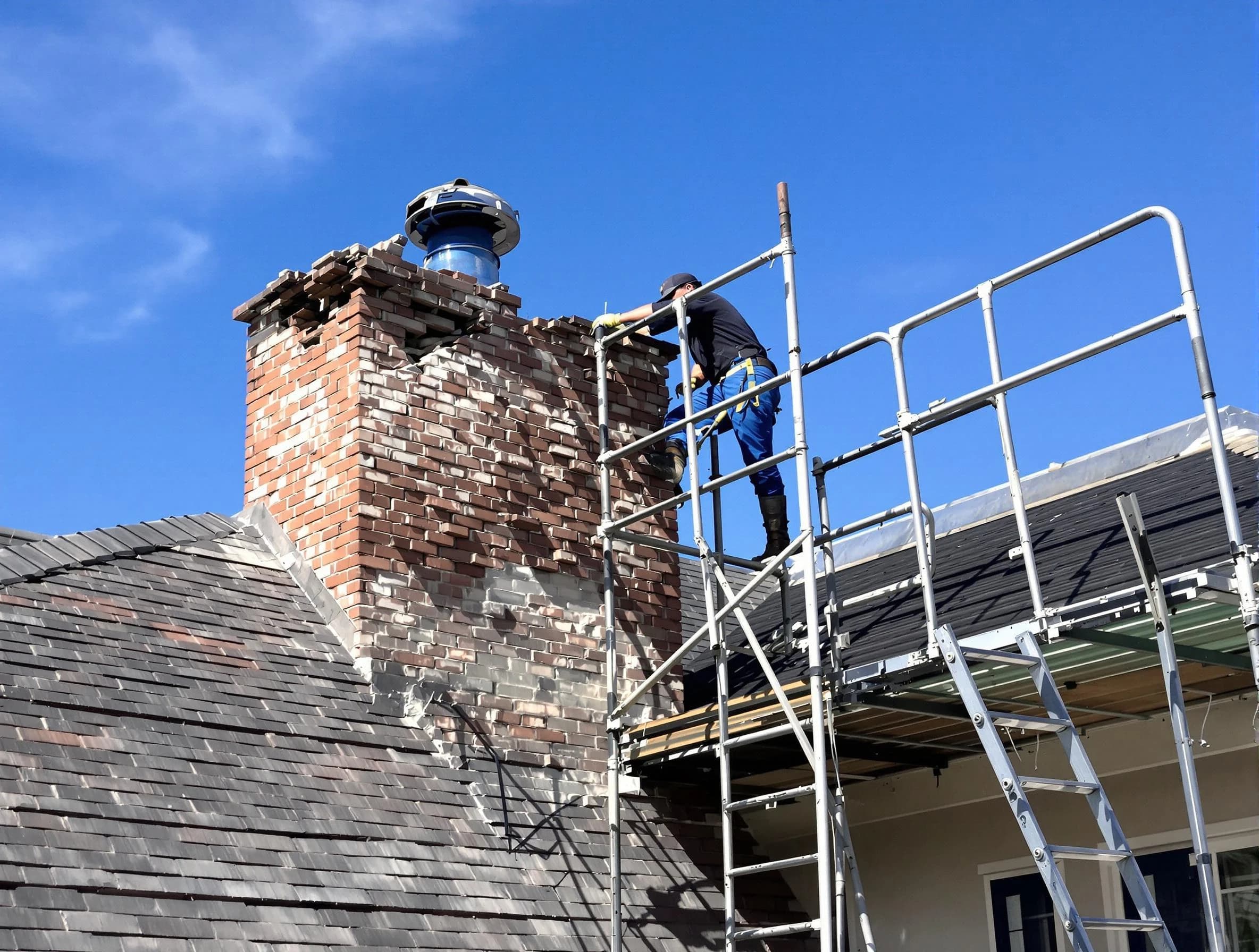 Rebuilding a chimney structure by Duluth Chimney Sweep in Duluth, GA