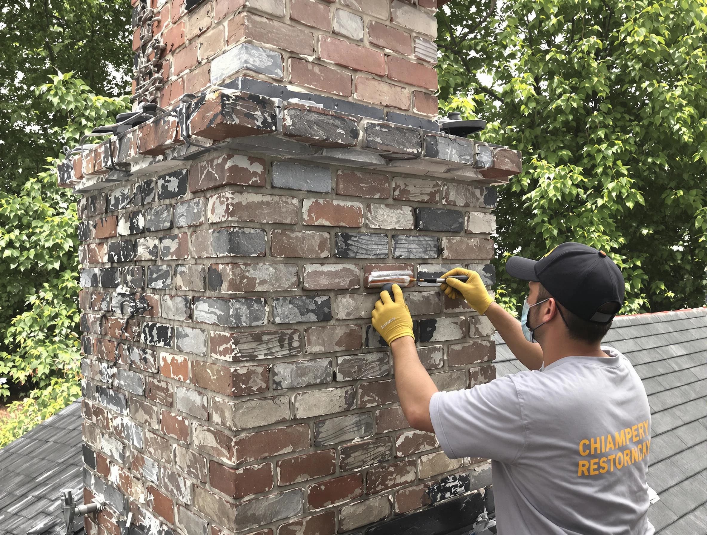 In-progress chimney restoration by Duluth Chimney Sweep in Duluth, GA