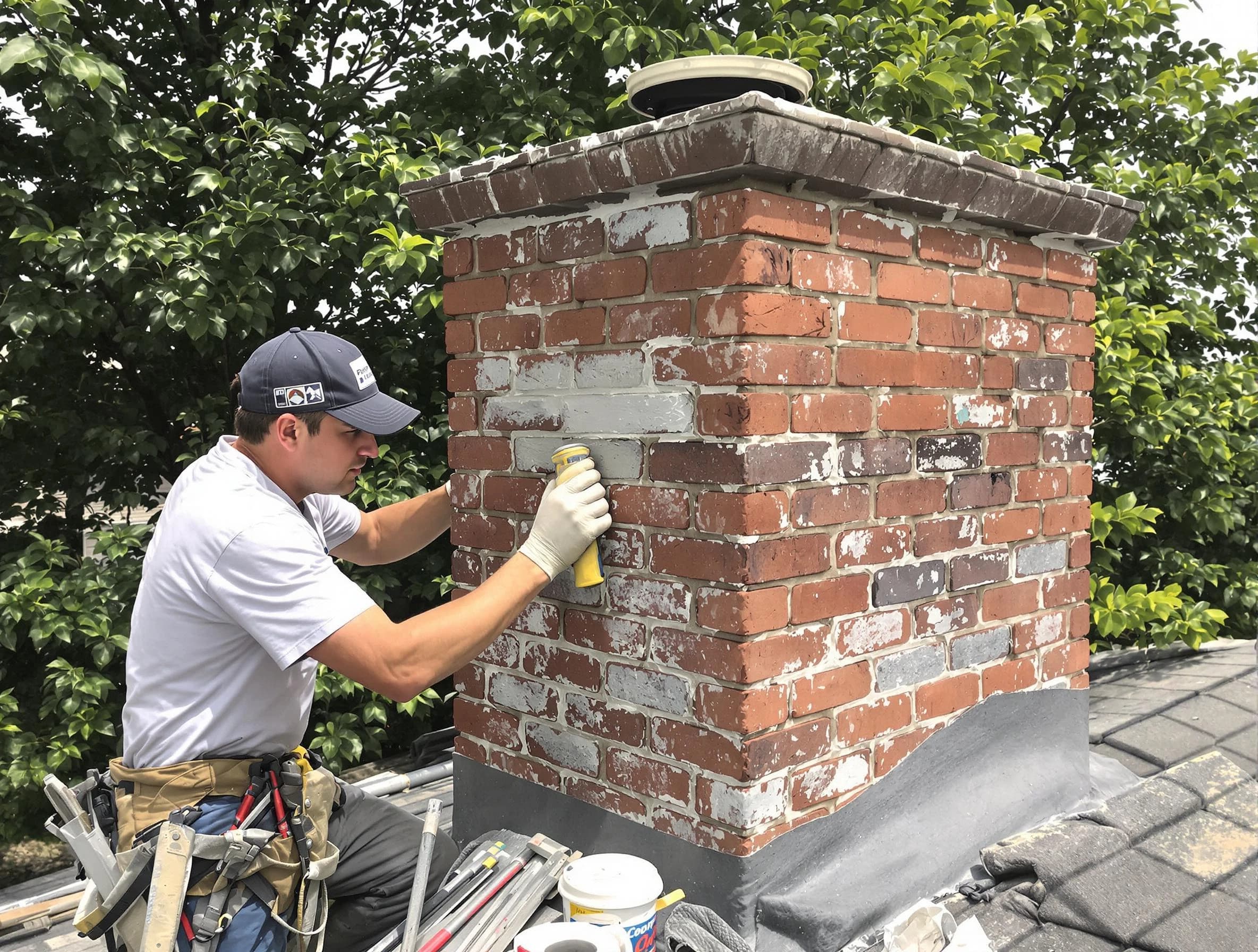 Duluth Chimney Sweep restoring an aging chimney in Duluth, GA