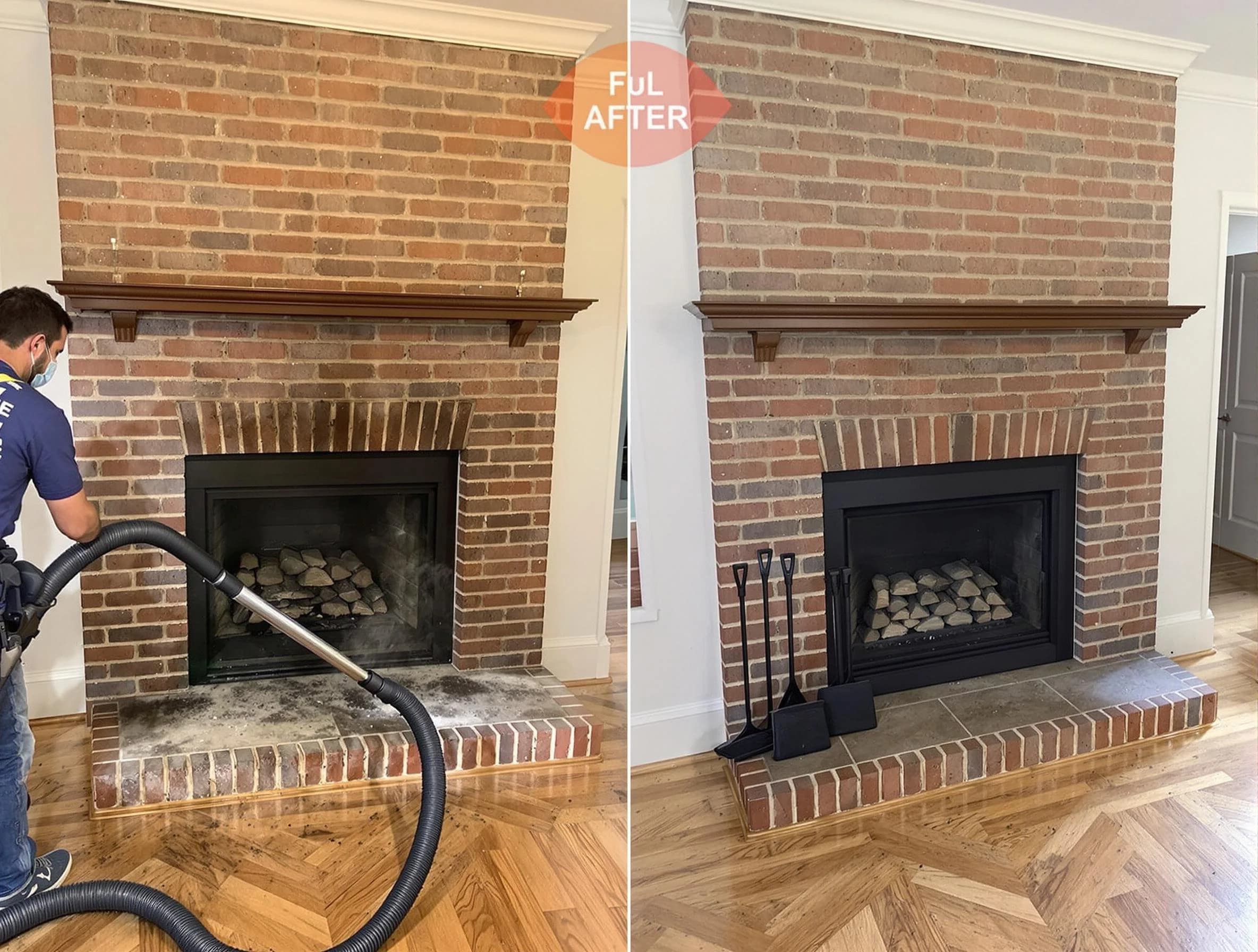 Duluth Chimney Sweep carefully sanitizing a fireplace in Duluth, GA
