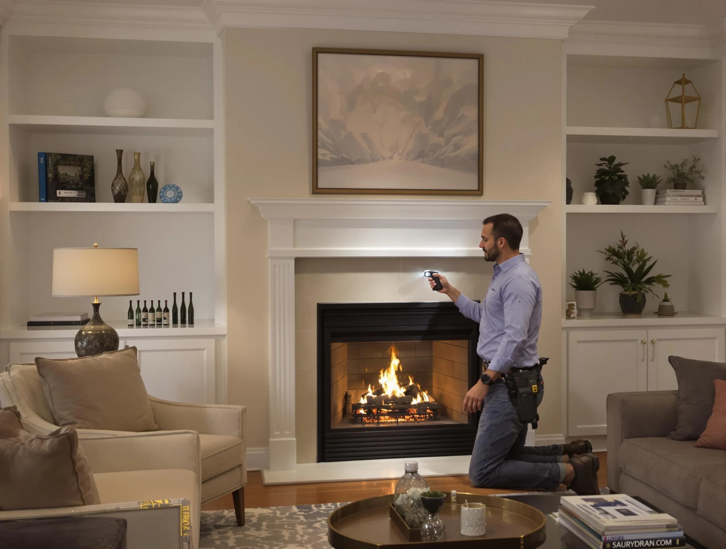 Duluth Chimney Sweep conducting a fireplace safety inspection in Duluth, GA