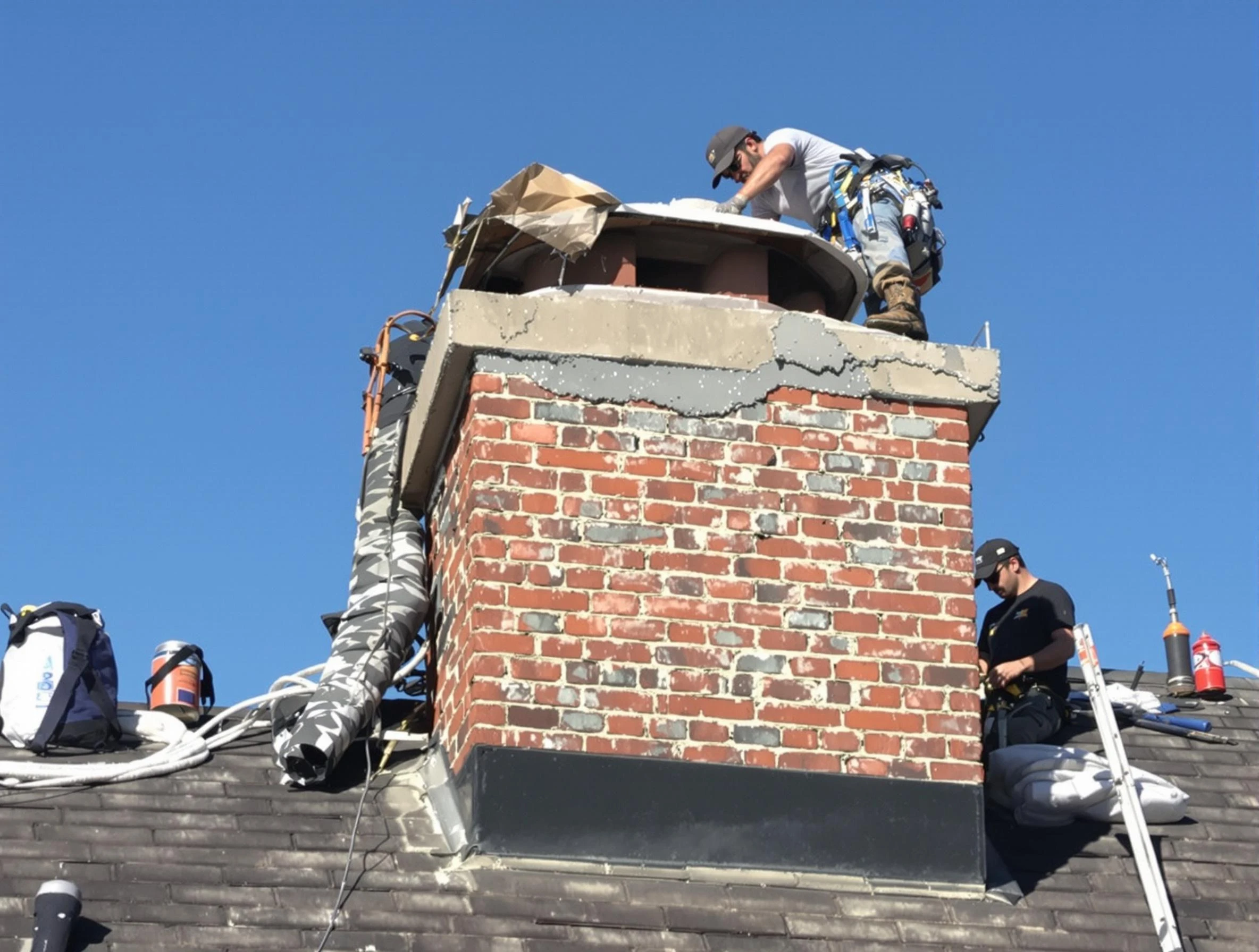 Duluth Chimney Sweep installing a custom chimney crown in Duluth, GA