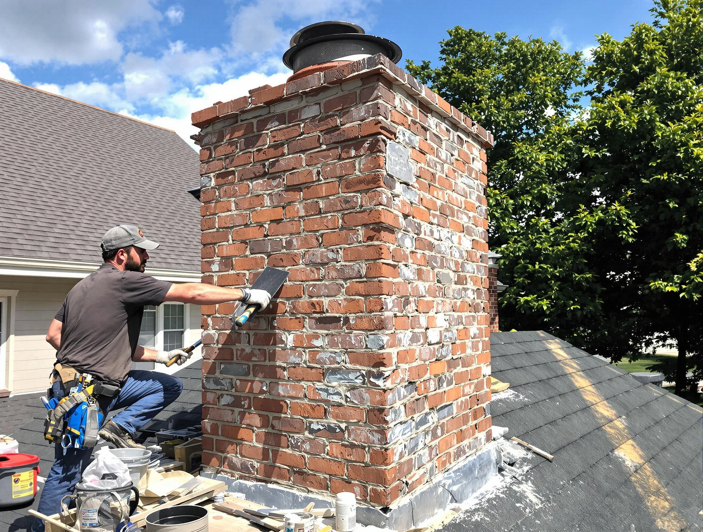 Completed chimney rebuild by Duluth Chimney Sweep in Duluth, GA
