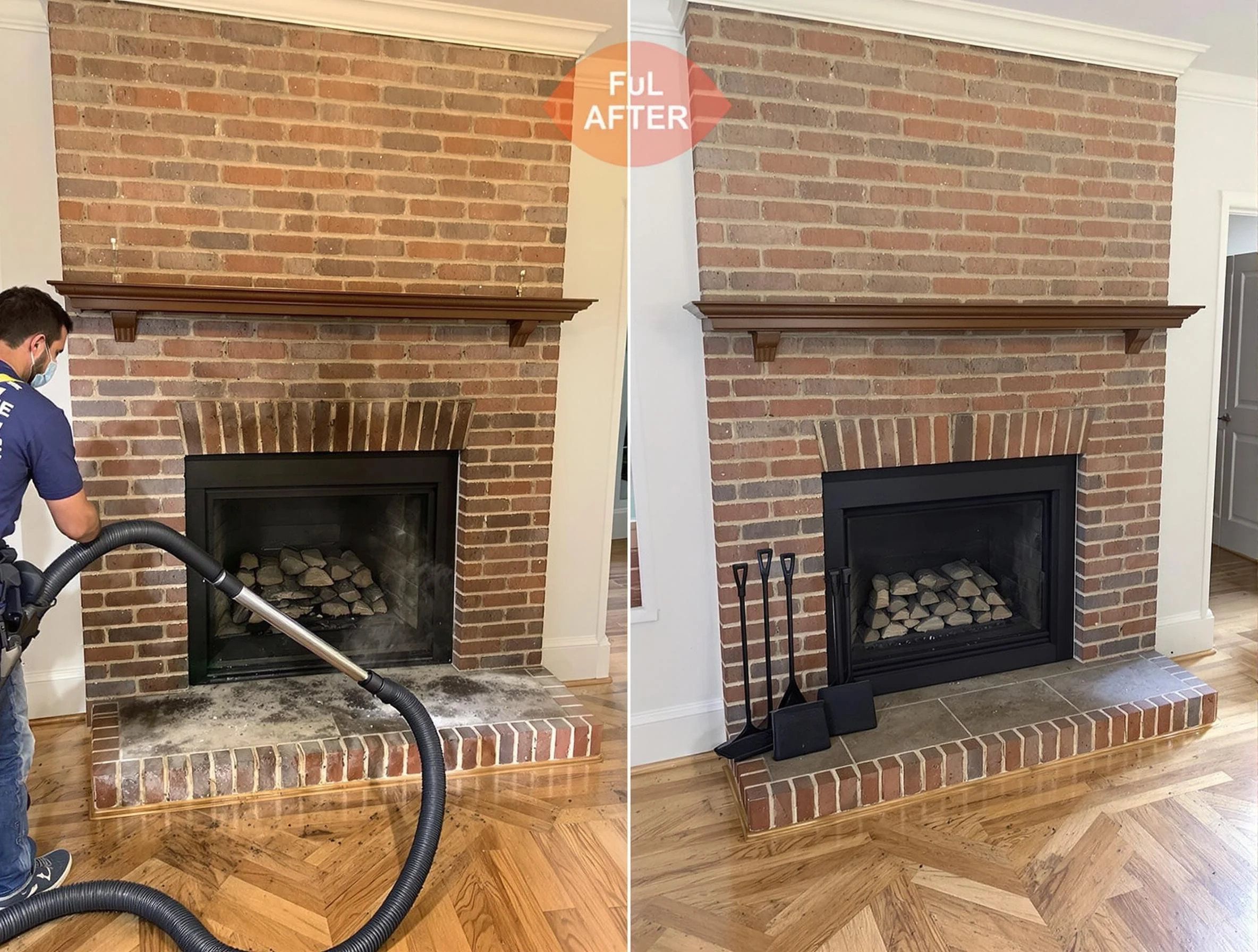 Duluth Chimney Sweep carefully sanitizing a fireplace in Duluth, GA
